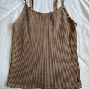 Brown ribbed tank top